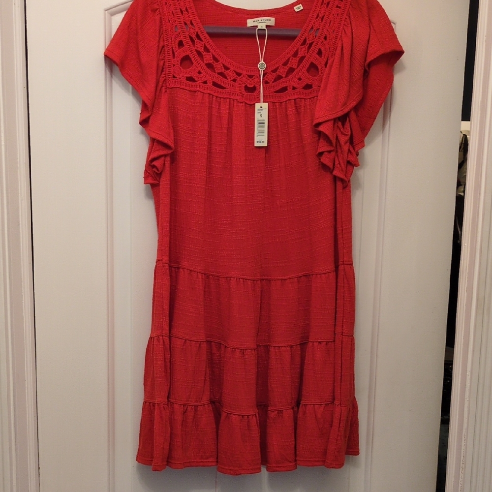 Max Studio Red Tiered Mini Dress